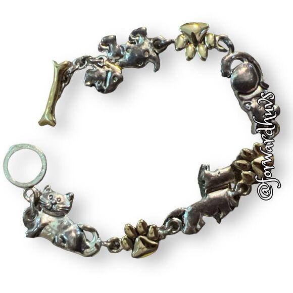 Cat & Dog Gold & Silver Tone Charm Bracelet - Picture 7 of 13